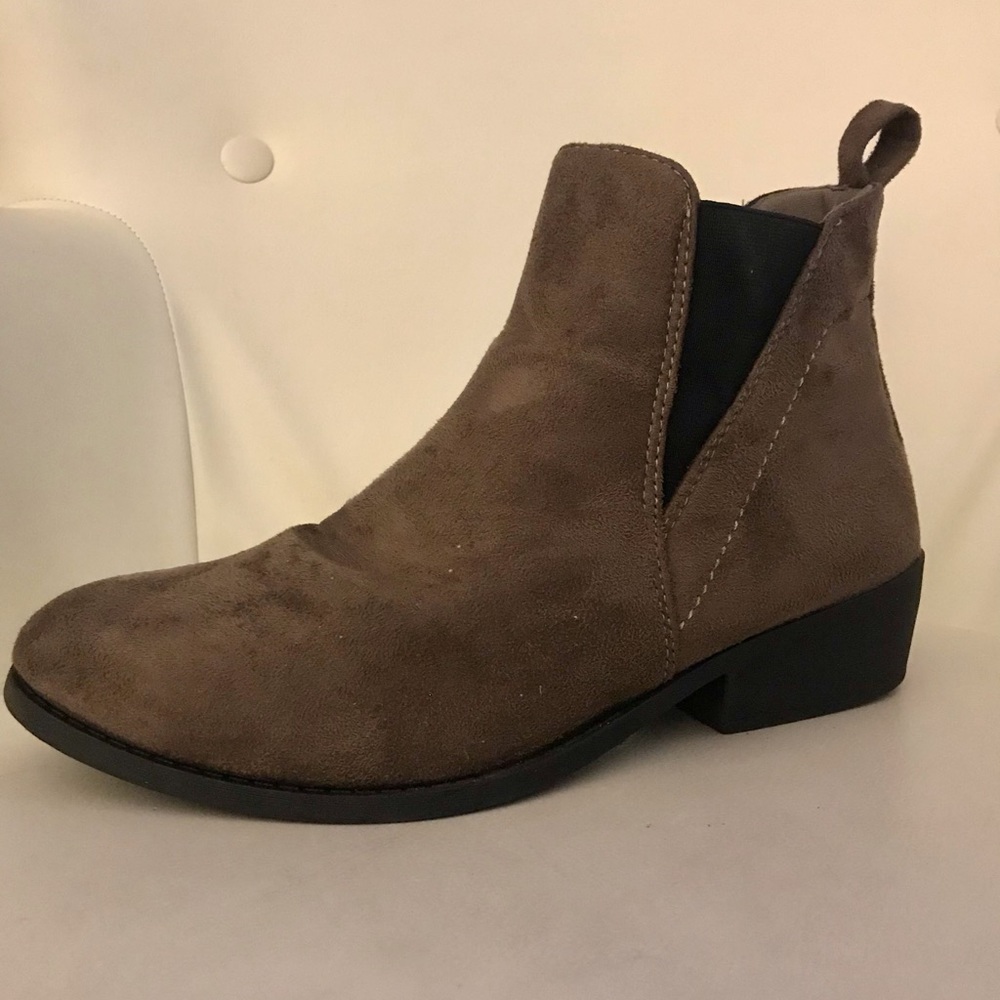 Brown Faux Suede Chelsea Boots